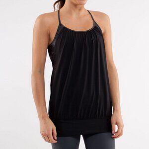 LULULEMON No Limit Tank Top Black / Retro Camo 2 in 1 Sports Bra ~ Size 6
